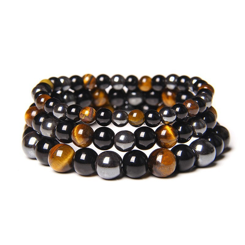 Bracelet Triple Protection en Agate, Hématite et Œil de Tigre - Équilibre et Force