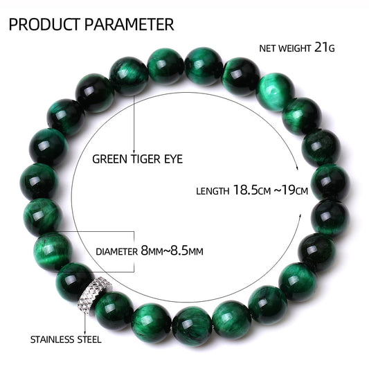 Bracelet en Pierres Naturelles Œil de Tigre Vert - Élégance et Bien-être