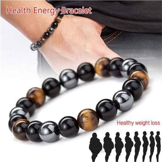 Bracelet Triple Protection en Agate, Hématite et Œil de Tigre - Équilibre et Force