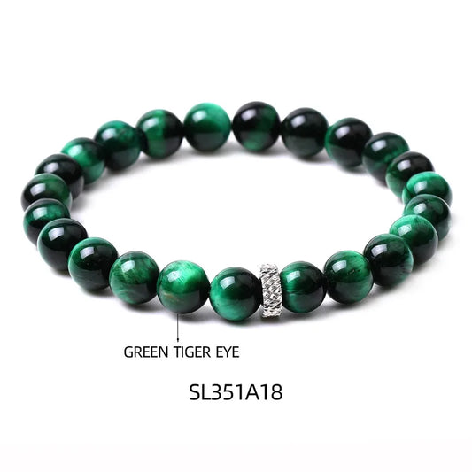 Bracelet en Pierres Naturelles Œil de Tigre Vert - Élégance et Bien-être
